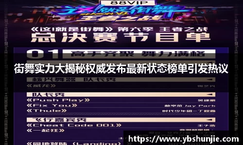 街舞实力大揭秘权威发布最新状态榜单引发热议